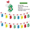 Dettaglio dello striscione a calza di Natale in carta colorata con nastro rosso da 3 metri - Striscione Calzini Colorati di Natale (HLSDLQ17-Calzini)