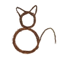 Katzenförmiger DIY-Rattan-Kranzrahmen aus Naturholz für die Halloween-Dekoration - Groß / 43*41
