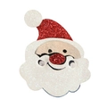 Spilla Babbo Natale glitterata per feste natalizie con texture in feltro e glitter - Spilla Babbo Natale Luminosa