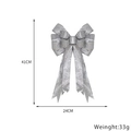 Sparkling silver glitter bow ornament for Christmas tree decor, size 41cm x 24cm - Silver Bowknot