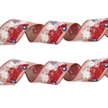 Nastro in juta patriottico per il 4 luglio con camion vintage e bandiera USA - Base Cachi Camion Rosso / Piccolo