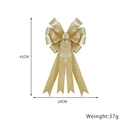 Sparkling gold Christmas bow decoration for trees, glittery finish, 24x41cm large ornament - Gold Bowknot