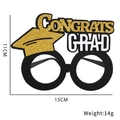 Glitzernde Congrats Grad Brille für Abschlussfeiern in Schwarz und Gold Farben - CONGRATS GRAD Glitzer (Modell Q)
