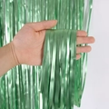 Green metallic foil fringe curtain for party wall decoration with shiny matte finish - 1*2M / Matte Light Green
