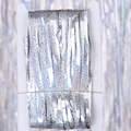Tenda a frange in tinsel laser olografico argento per decorazioni di feste di compleanno - 1*2M / Argento