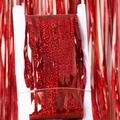 Tenda di frange rosse scintillanti su supporto in cartone per decorazione sfondo festa - 1*2M / Rosso