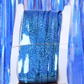 Laser holographic blue fringe curtain on card for birthday party background decor - 1*2M / Blue