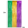 Tenda di frange Mardi Gras 2m in verde oro e viola per decorazione sfondo festa - 1M*2M Verde Oro Viola
