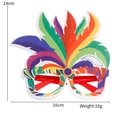 Colorful carnival party eyewear with vibrant feathers and dimensions 16cm by 14cm - Multicolor Feather Colorful Frame / One Size