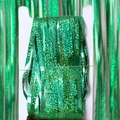 Green glitter foil fringe curtain for party background decoration on white card - 1*2M / Green