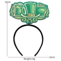 St. Patrick's Day green clover headband with beer mug and hat on black plastic band - One Size / Beer Cheers Style