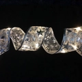 Ruban LED en organza argenté avec motifs lune et étoiles pour décoration de Noël festive - 1m / Argent Bronzant (Lumière Chaude)