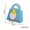 Easter chick blue felt gift bag with 3D cartoon design and floral patterns, 12x13.5cm size - Chick Style B