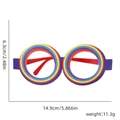 Rainbow striped round party glasses frame with red temples and detailed dimensions - Rainbow Circle Style