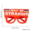 Red party novelty glasses with I MAY BE STRAIGHT text and rainbow flag 16cm wide - Rainbow Flag Style