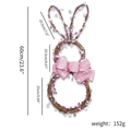 Corona de Pascua conejo 60cm con lazo rosa de purpurina y luces LED de estrellas - Grande / Luz Rosa Púrpura