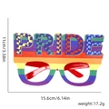 Rainbow striped pride sunglasses with heart-shaped frames and cutout PRIDE text design - Rainbow Pride Style