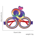 Rainbow bachelorette party glasses with pink hearts and Venus symbols design - Interlocking Rings Style