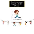 Dettagli striscione laurea: 6 pezzi, corda da 3m, dimensioni singole di 20cm x 16,5cm - Stile Bambini (23-LY-5)