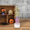 Statuetta scheletro dorato di Halloween, altezza 18cm su una base d'argento - Scheletro Dorato