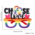 Rainbow party glasses with 'CHOOSE love' text and pink heart details for pride events - Sisters Always Heart Charm