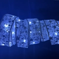 Silver mesh LED Christmas ribbon with music notes and stars in cool white glow - Bronzing Silver (Cool Light)