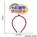 Detail view of rainbow felt headband for kids with dimensions 24cm by 15.5cm - Colorful Childhood Style