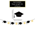 Striscione per laurea da 3m con tocchi accademici neri e stelle gialle decorative - Stile Tocco E Stella (23-BY-2)