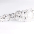 White semi-transparent LED Christmas ribbon with silver star patterns and wire edges - Bronzing Silver (No Light)