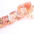 Pink Christmas LED ribbon with golden edges and festive star patterns for tree decor - Bronzing Red (No Light)