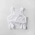 Detail of white cotton toddler vest featuring black SUMMER print on a soft knit fabric - 80cm / White