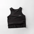Close-up of black cotton tank top with white SUMMER text and star print detail - 80cm / Dark Gray