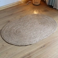 Ovaler geflochtener Juteteppich mit Spiralstruktur für Schlafzimmer und Deko - 500MMx750MM / Originalfarbe