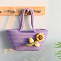 Handmade purple cotton rope woven bag with a decorative 3D sunflower accent - Purple (Retro Golden Flower)