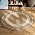 Runder geflochtener Juteteppich mit zweifarbigen Mustern für Boho-Wohnkultur - Stil B Original + Maiseil / 80cm