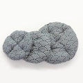 Three-piece set of blue Seigaiha pattern round cat cushions in durable cotton linen fabric - S / Wave Pattern Cotton Cushion (Twin Fish Cushion)
