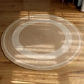 Nordischer runder gewebter Jute-Teppich mit weißem Spiralmuster auf Holzboden - Stil D Khaki + Cremeweiß Weich / 80cm