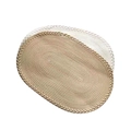 Tapis ovales tissés main en coton blanc et beige avec texture en spirale pour la maison - 65x45cm / Couleurs Mixtes