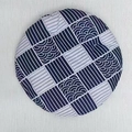 Cuscino rotondo per lettino gatti con motivi geometrici blu e bianchi per l'estate - S / Cuscino di Cotone a Quadri