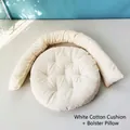 Juego minimalista de cojín y almohada de algodón blanco para camas de gatos - Cojín de Algodón Blanco + Almohada / Talla L