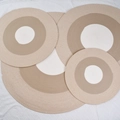Handwoven round cotton cord rug in beige and brown spiral patterns for home decor - Diameter 45cm / 3-Color Khaki Patchwork