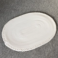 Tappeto ovale bianco in cotone intrecciato con bordi a treccia per arredamento casa - 65x45cm / Bianco
