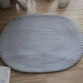 Tappeto ovale grigio intrecciato a mano in cotone con bordo a treccia per camera - 65x45cm / Grigio