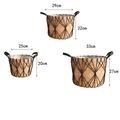 Set di tre cesti in alghe naturali con rete in corda nera in varie dimensioni per fiori - M / Nero