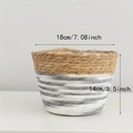 Handwoven grey and white striped seagrass planter pot with dimensions 18x14 cm - Small Gray Stripe (18*14)
