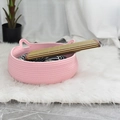 Rosa handgeflochtenes Katzenbett aus Baumwollseil mit Katzenohren auf weißem Fell - Korb+Matte+Bambusmatte / Rosa / Klein 34*13