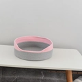 Rond geweven kattenmand van katoenen touw in de kleuren roze en grijs - Klein 34*13 / Losse Mand Grijs Roze