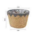 Gedetailleerd overzicht van gevlochten plantenmand met voering en 21cm diameter maat - Klein / Grijs Klein (Boven 21*Hoogte 15)