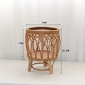 Tabella taglie dettagliata per supporto per piante in bambù intrecciato alto 28,5 cm - Stile piccolo a forma di ventaglio