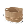 Dimensioni dettagliate del cesto in corda di cotone con frange, misura 38x26x24 cm in dettaglio - 38*26*24 / Marrone